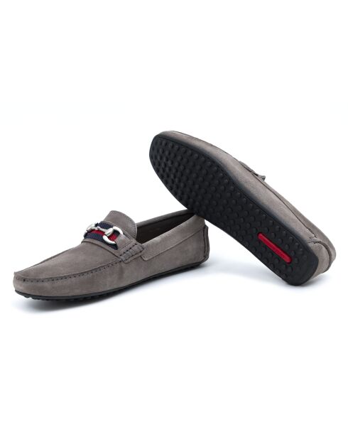Graue Mokassins Sitbo aus Veloursleder