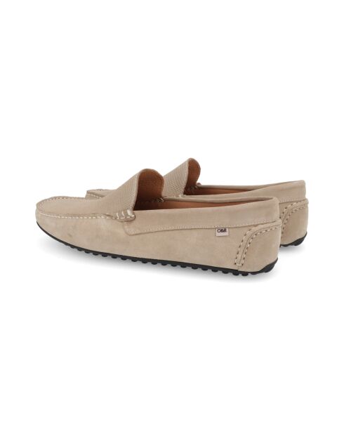 Beige suède instappers van Sidor