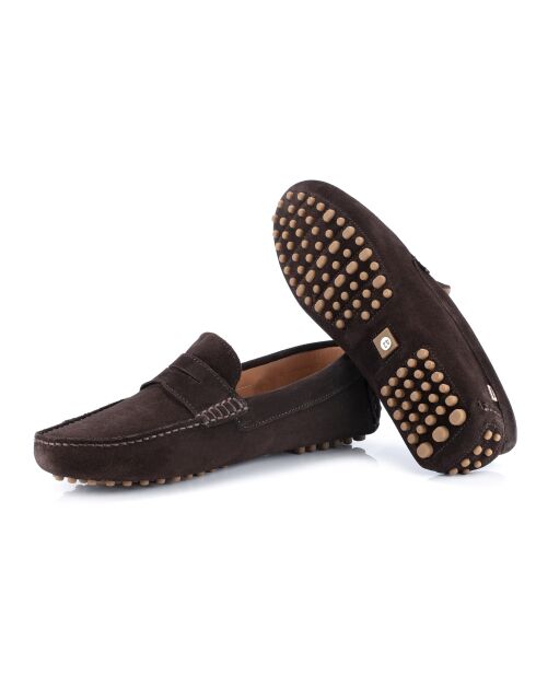 Braune Mokassins Sadok aus Veloursleder