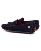 Soepele blauwe suède instappers