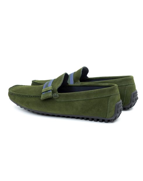 Groene suède instappers van Senet