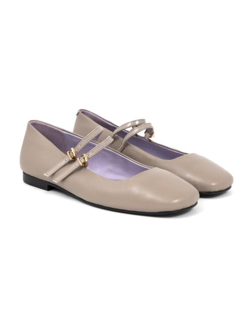Ballerines 100% cuir Denise grises