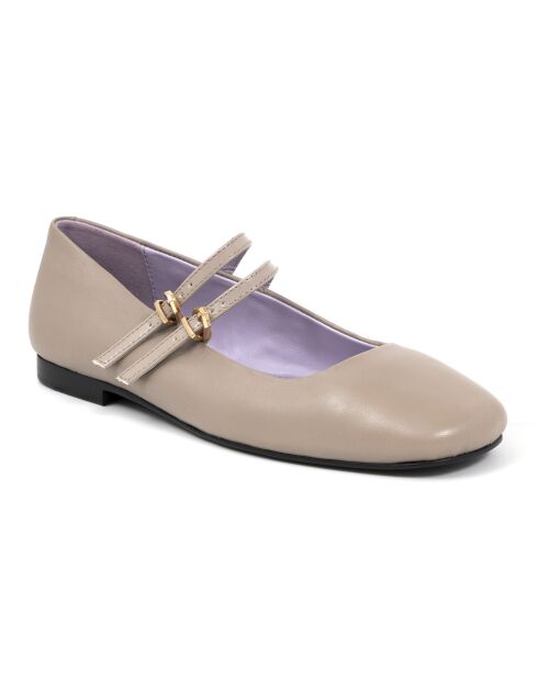 Ballerines 100% cuir Denise grises