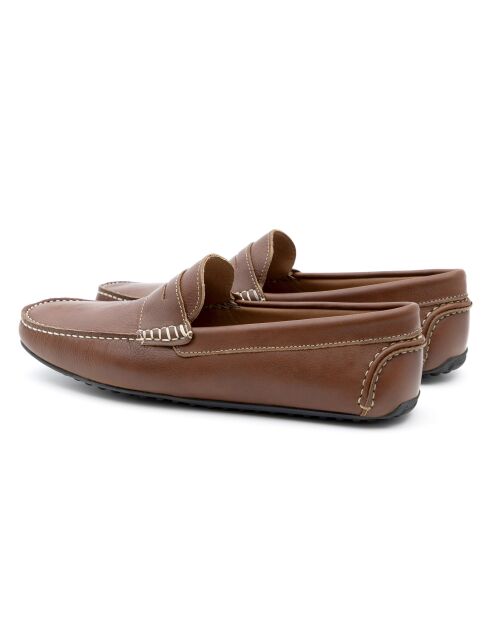 100% leren Eddy instappers lichtbruin