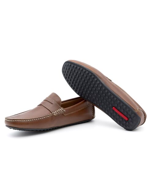 100% leren Eddy instappers lichtbruin