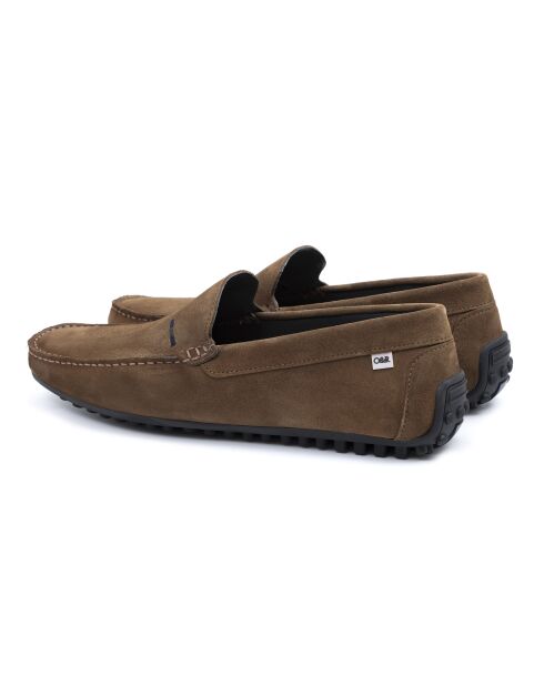 Halbbraune Halbschuhe aus Veloursleder