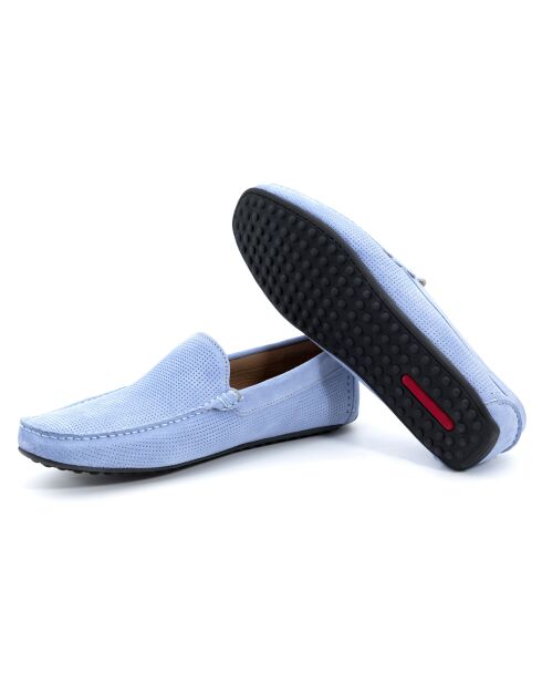 Himmelblaue Semilor-Mokassins aus Veloursleder