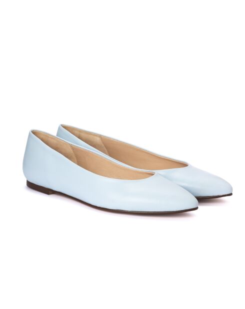 Ballerines 100 % cuir Anna vernie bleu ciel