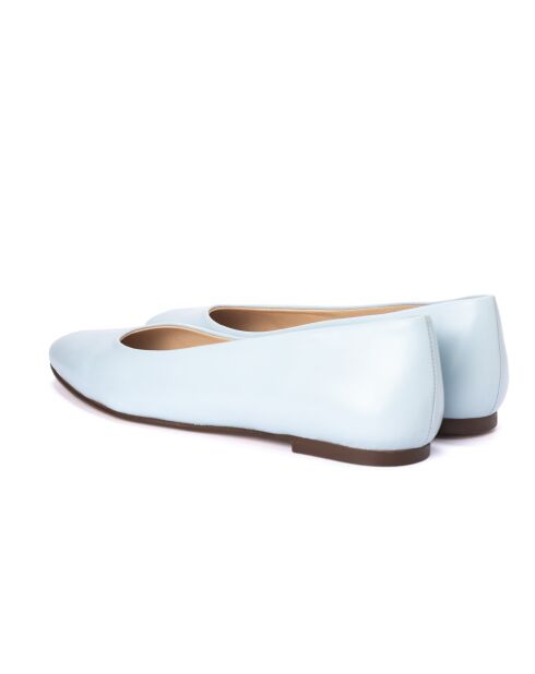 Ballerines 100 % cuir Anna vernie bleu ciel