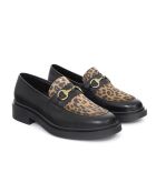 Mocassins 100 % cuir Toni noirs et leopard