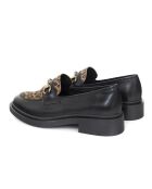 Mocassins 100 % cuir Toni noirs et leopard