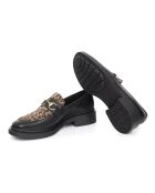 Mocassins 100 % cuir Toni noirs et leopard