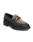 Mocassins 100 % cuir Toni noirs et leopard