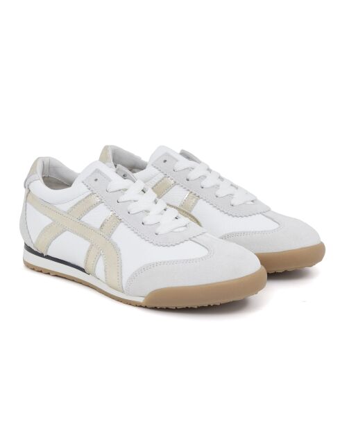 Baskets en cuir et en daim Chic blanches