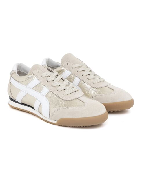 Baskets en cuir et en daim Chic dorées