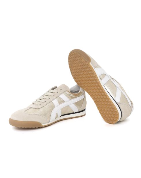 Baskets en cuir et en daim Chic dorées