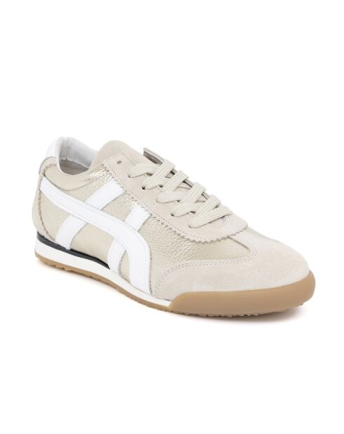 Baskets en cuir et en daim Chic dorées