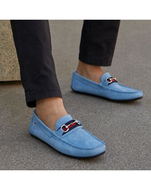 Hemelsblauwe Salek suède instappers