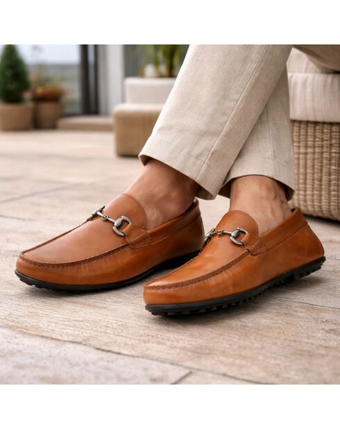 Instappers van 100% lichtbruin Mocbucke-leer