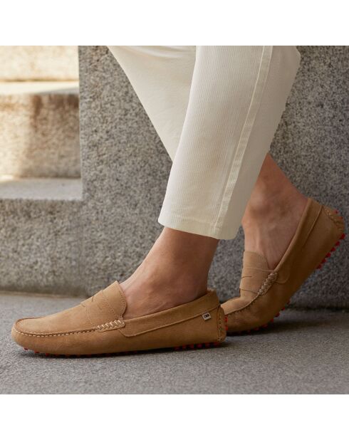 Mokassins Silor aus beigem Veloursleder