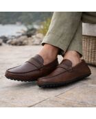 100% bruine Mocbafaz-leren instappers