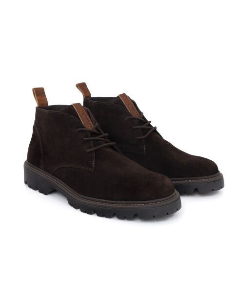 Dunkelbraune Serupe Velourslederstiefel