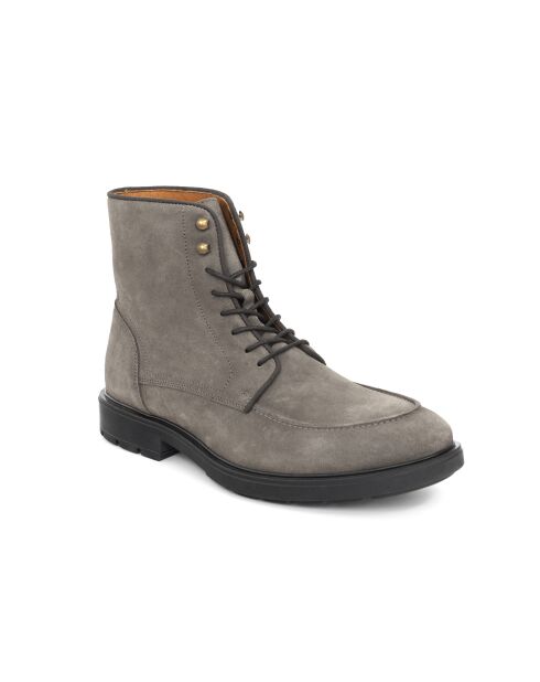 Stiefel Sensara aus taupefarbenem Veloursleder