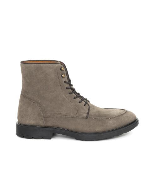 Stiefel Sensara aus taupefarbenem Veloursleder