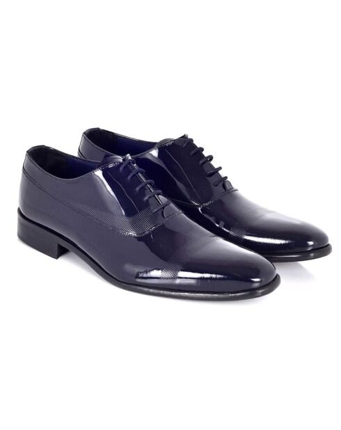 Marineblaue Oxford-Schuhe aus 100% Panoli-Leder