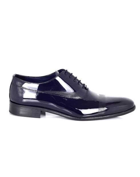 Marineblaue Oxford-Schuhe aus 100% Panoli-Leder