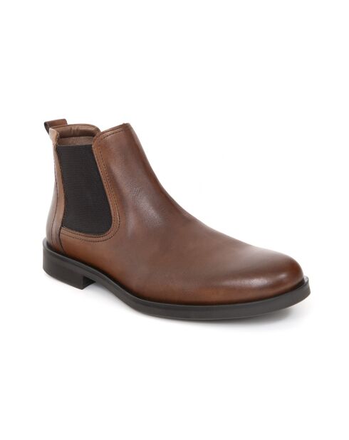 Chelsea-Stiefel aus 100% Bamipor hellbraunem Leder