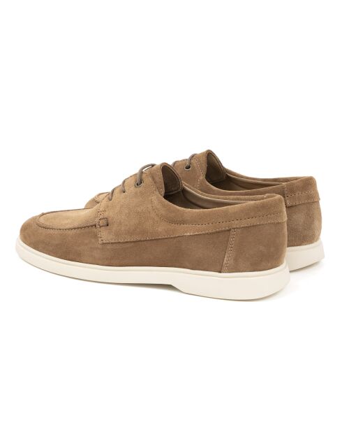 Hellbraune Bootsschuhe aus Veloursleder von Misuka