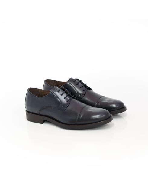 Manir marineblaue Derbys aus 100% Leder