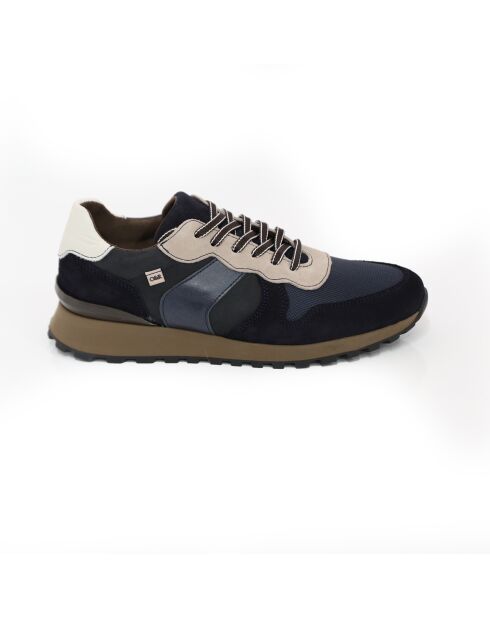 Marineblauwe sneakers van 100% leer Londor