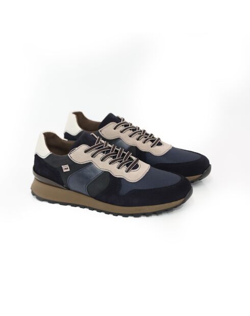 Marineblauwe sneakers van 100% leer Londor