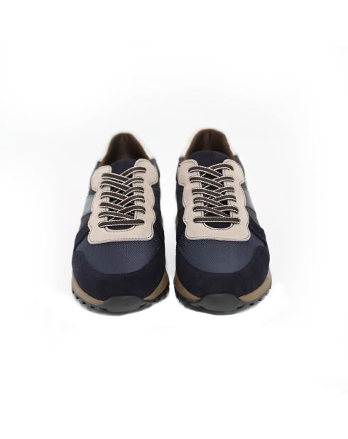 Marineblauwe sneakers van 100% leer Londor