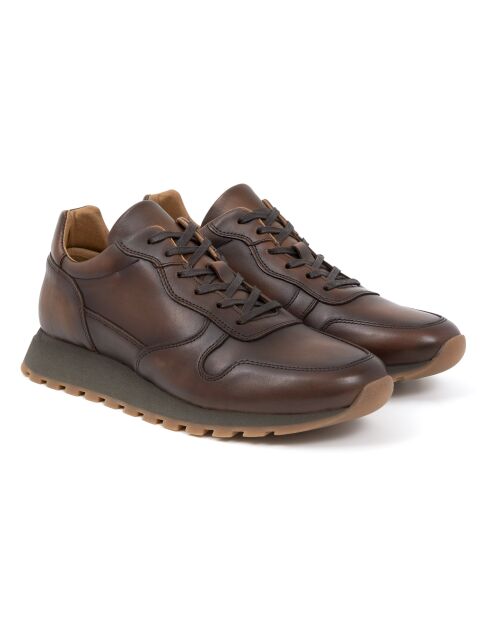 Sneakers 100 % cuir Milani marron