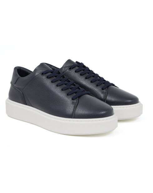 Marineblauwe sneakers van 100% leer Melin