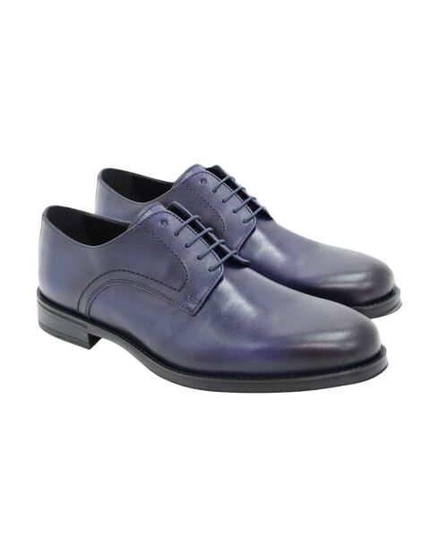 Marineblauwe leren derby's van 100% Pateri