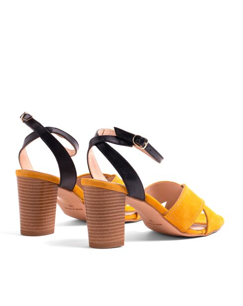 14001 Gelbe Ledersandalen - Absatz: 8 cm