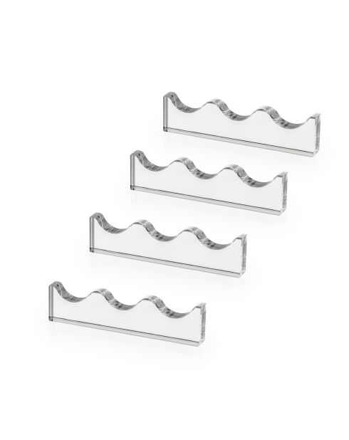 Set di 4 portaposate trasparenti da 3 porzioni - 12x12x0,12 cm