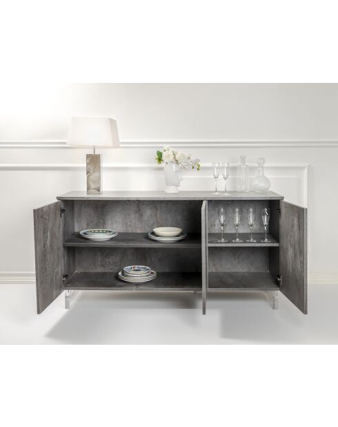 Buffet placard gris - 160x60x70 cm