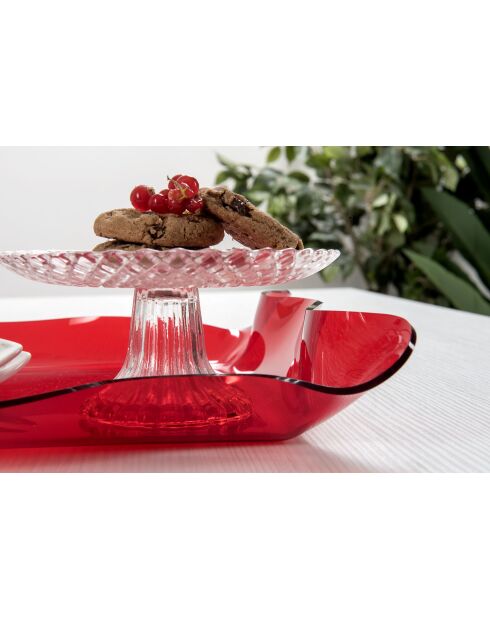 Vassoio con drappeggio rosso