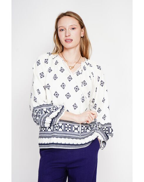 Blouse Lou blanc/bleu