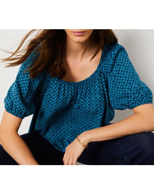 Blusa Lelix con stampa blu verde