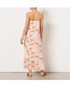 Felixa bedrucktes Kleid mit weißem Hintergrund