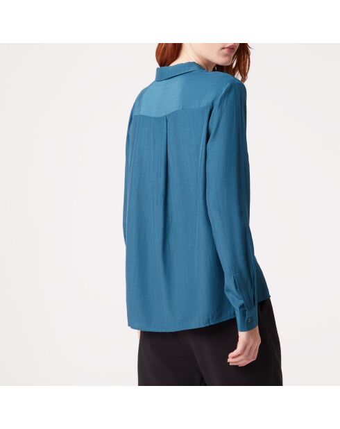 Chemise Ianis raye bleu pétrole