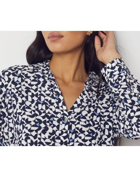 Movi marineblaues bedrucktes Hemd