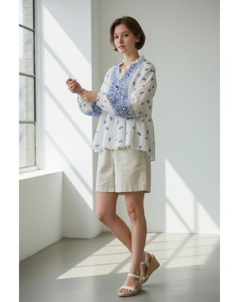 Chemise en lin mélangé Louisa marine