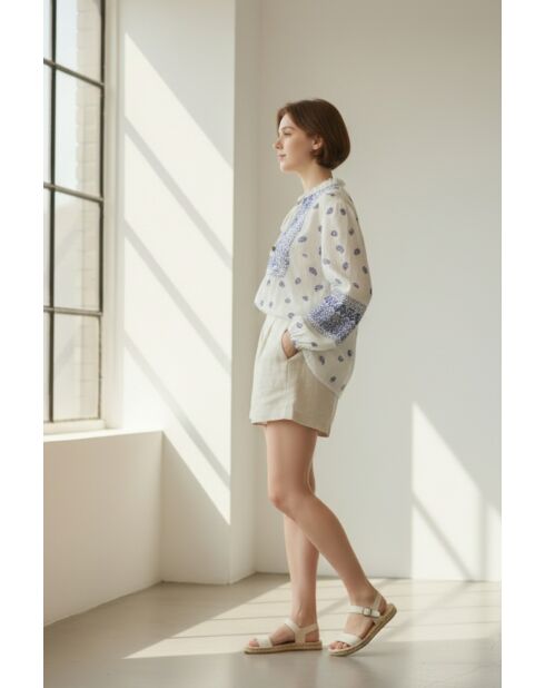 Chemise en lin mélangé Louisa marine